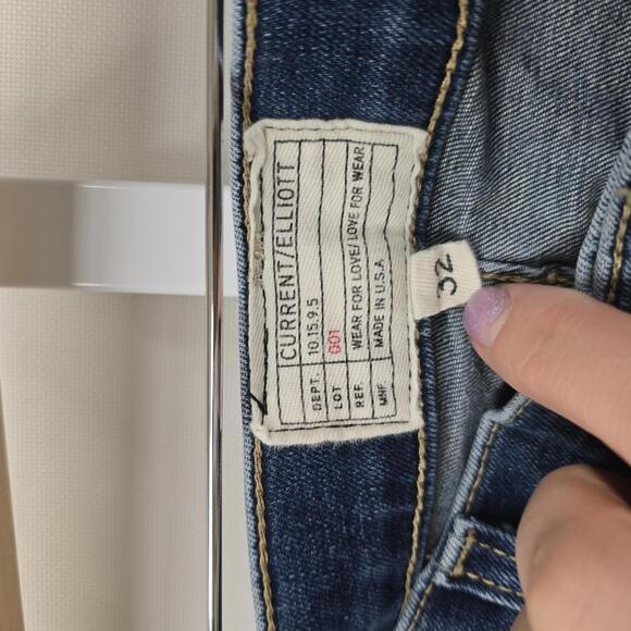 Current/Elliott Distressed Skinny Jeans with Side Stripes - Picture 3 of 6